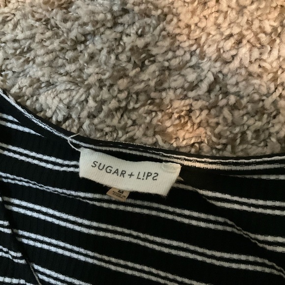 Sugar + Lips Cold Shoulder Striped Midi Dress Size M Drop Shoulder - Picture 5 of 11
